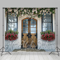 Lofaris Stone Floor White House Floral Room Set Backdrop