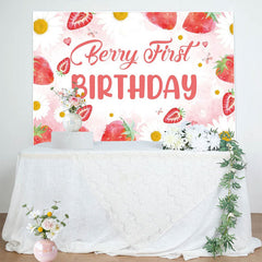 Lofaris Strawberry Girl First Sweet Birthday Party Backdrop