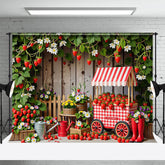 Lofaris Strawberry Orchard Cart Fence Photography Backdrop