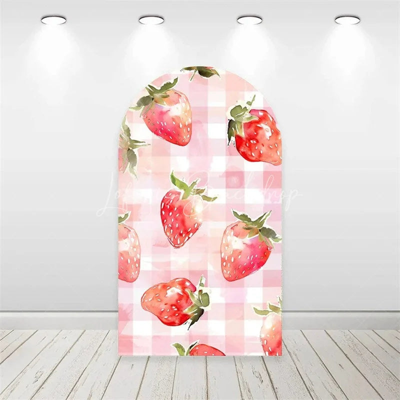 Lofaris Strawberry Pink Floral Backdrop Sweet First Birthday Decor for Girls Garden Party Photo Arch Background