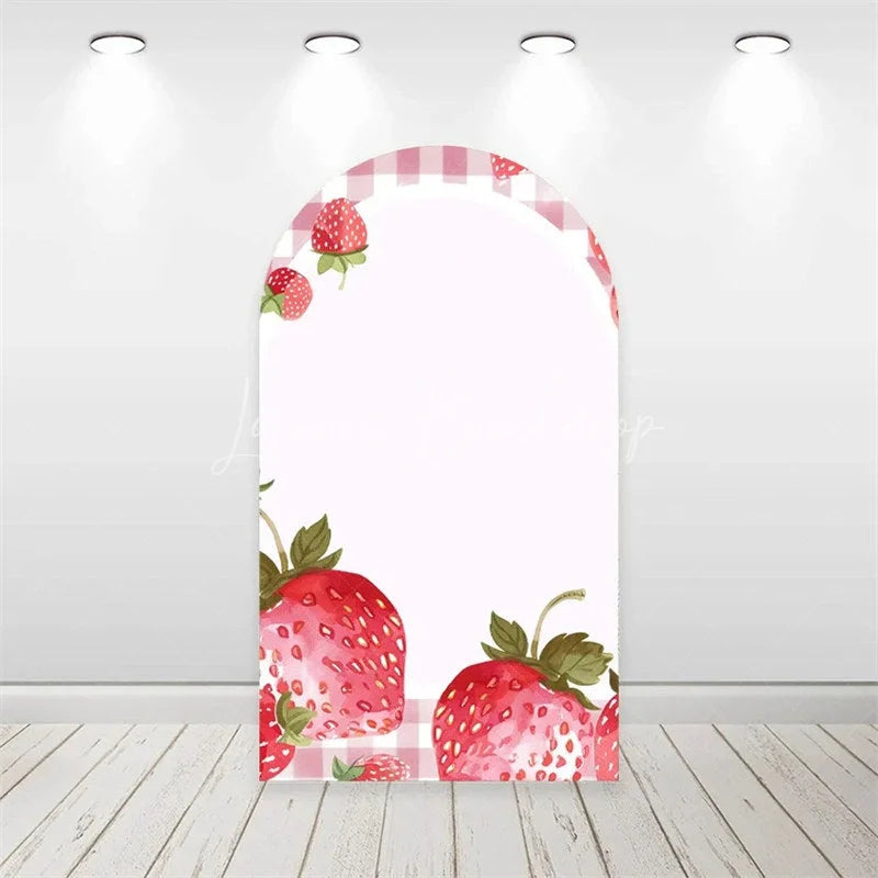 Lofaris Strawberry Pink Floral Backdrop Sweet First Birthday Decor for Girls Garden Party Photo Arch Background