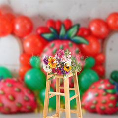 Lofaris Strawberry With Balloon Sweet Cake Smash Backdrop