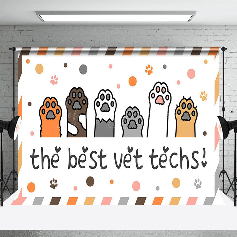Lofaris Stripe Dots Paw The Best Vet Tech Thank You Backdrop