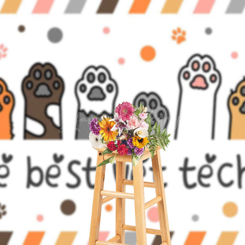 Lofaris Stripe Dots Paw The Best Vet Tech Thank You Backdrop