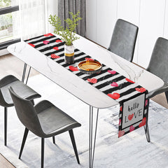 Lofaris Stripe Hearts Hello Love Valentines Day Table Runner