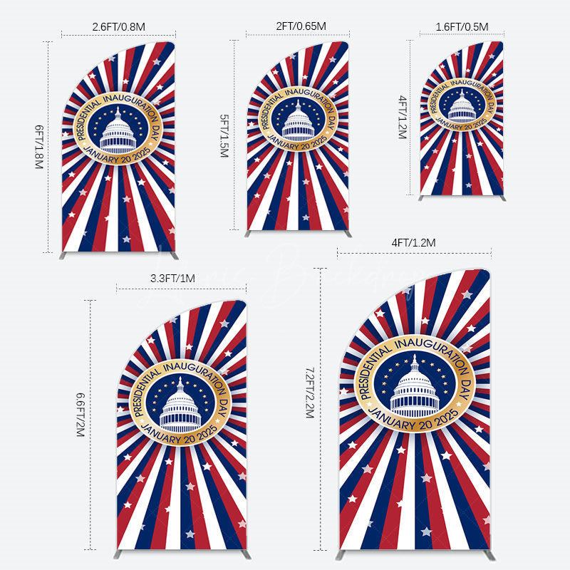 Lofaris Stripe White House Inauguration Day Half Moon Arch Backdrop
