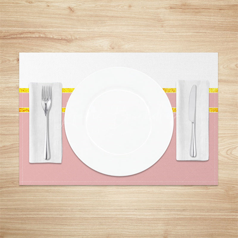 Lofaris Stripe White Pink Gold Glitter Set Of 4 Placemats