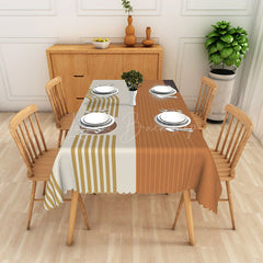 Lofaris Striped Gold White National Flag Inspired Tablecloth