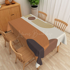 Lofaris Striped Gold White National Flag Inspired Tablecloth