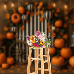 Lofaris Stripes Meets Pumpkins Sweet Cake Smash Backdrop