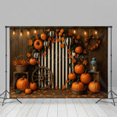 Lofaris Stripes Meets Pumpkins Sweet Cake Smash Backdrop