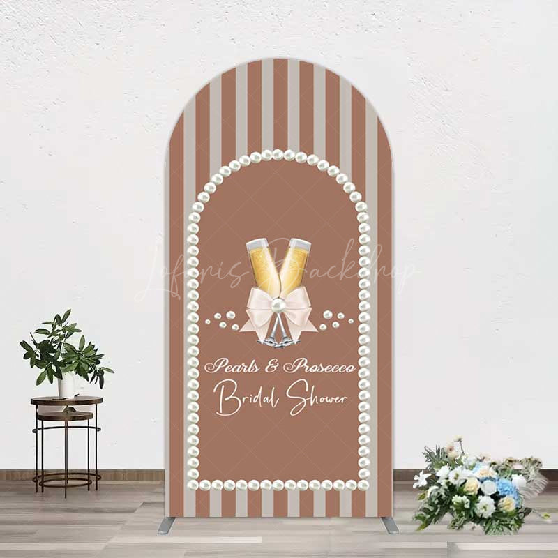 Lofaris Stripes Pearls Prosecco Bridal Shower Arch Backdrop
