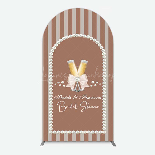 Lofaris Stripes Pearls Prosecco Bridal Shower Arch Backdrop