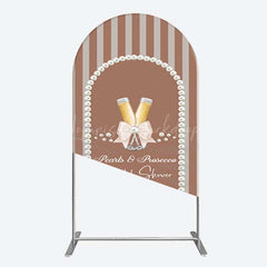 Lofaris Stripes Pearls Prosecco Bridal Shower Arch Backdrop