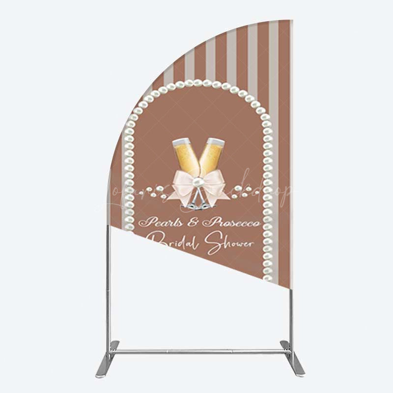 Lofaris Stripes Pearls Prosecco Bridal Shower Half Moon Arch Backdrop