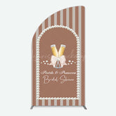 Lofaris Stripes Pearls Prosecco Bridal Shower Half Moon Arch Backdrop