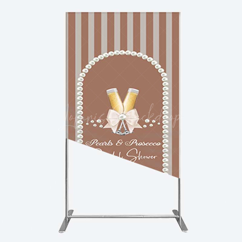 Lofaris Stripes Pearls Prosecco Bridal Shower Rectangle Backdrop