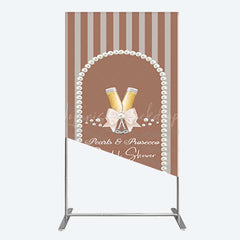 Lofaris Stripes Pearls Prosecco Bridal Shower Rectangle Backdrop