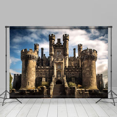 Lofaris Sturdy Stone Castle Cloudy Sky Photography Backdrop