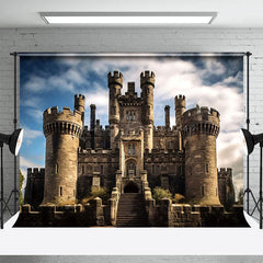 Lofaris Sturdy Stone Castle Cloudy Sky Photography Backdrop