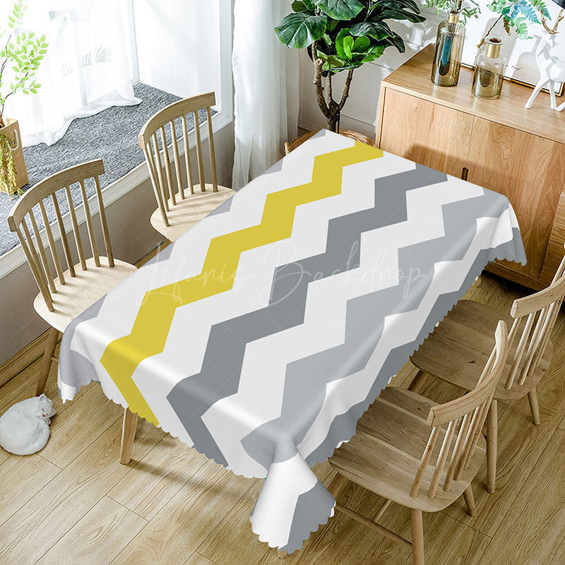 Lofaris Stylish Yellow Wavy Lines Tablecloth For Home Decor