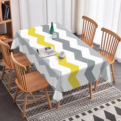Lofaris Stylish Yellow Wavy Lines Tablecloth For Home Decor