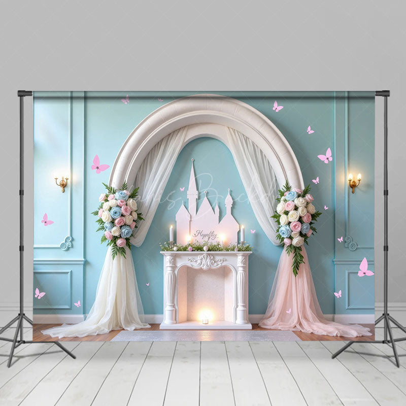 Lofaris Subtle White Arch Floral Wedding Castle Backdrop
