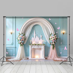 Lofaris Subtle White Arch Floral Wedding Castle Backdrop