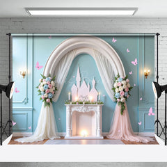 Lofaris Subtle White Arch Floral Wedding Castle Backdrop