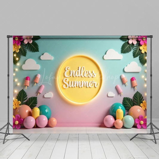 Lofaris Summer Animated Floral Hawaii Beach Vibe Backdrop