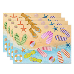 Lofaris Summer Beach Flip Flops Holiday Set of 4 Placemats