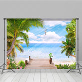 Lofaris Summer Beach Palm Tree Natural Scene Backdrop For Photo