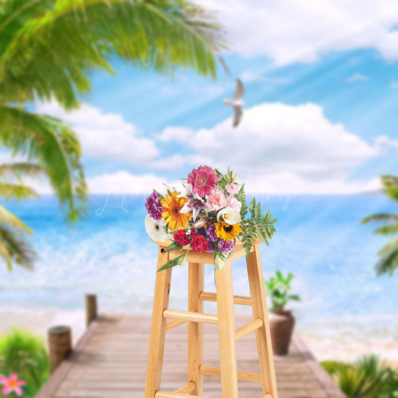 Lofaris Summer Beach Palm Tree Natural Scene Backdrop For Photo