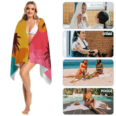 Lofaris Summer Beach Palm Trees Custom Name Towel