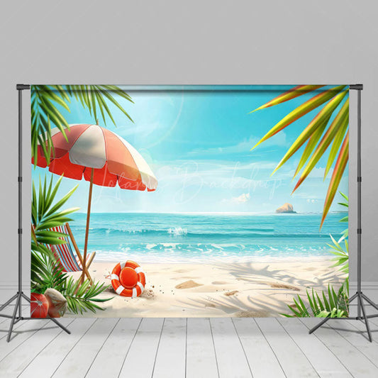 Lofaris Summer Beach Parasol Greeny Holiday Vibe Backdrop