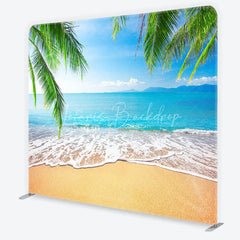 Lofaris Summer Beach Tension Fabric Backdrop Tropical Palm Trees Ocean Photography Background
