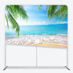 Lofaris Summer Beach Tension Fabric Backdrop Tropical Palm Trees Ocean Photography Background