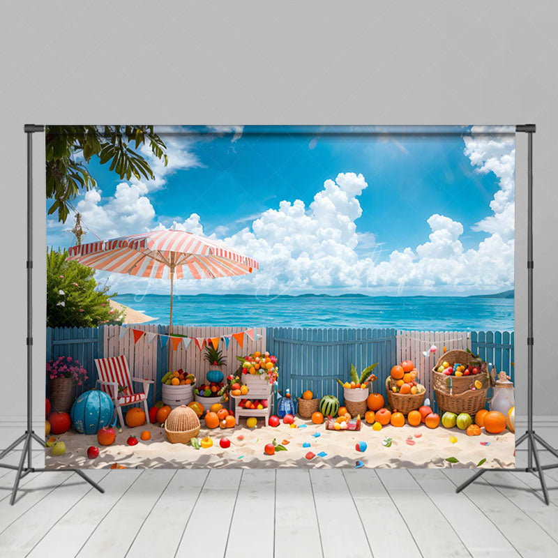 Lofaris Summer Beach Yard Fruit Sweet Holiday Vibe Backdrop