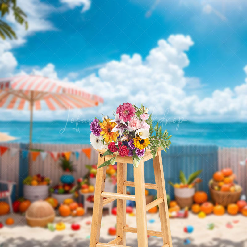 Lofaris Summer Beach Yard Fruit Sweet Holiday Vibe Backdrop