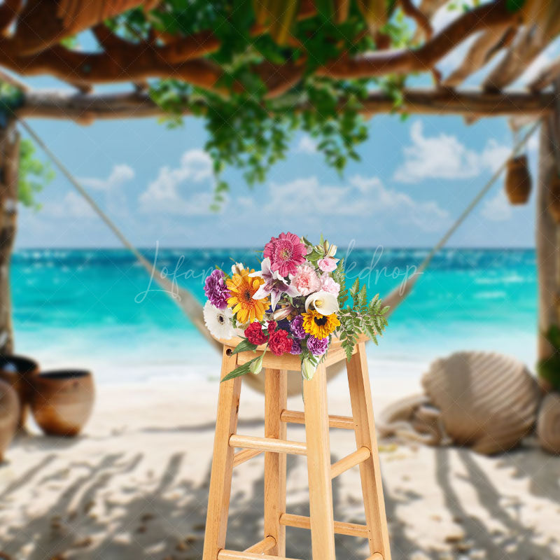 Lofaris Summer Beach Yard Hammock Sweet Holiday Backdrop