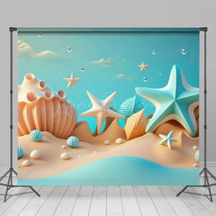 Lofaris Summer Blue Sandy Beach Cake Smash Room Set Backdrop