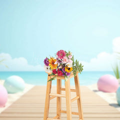 Lofaris Summer Boardwalk Fresh Beach Sky Holiday Backdrop