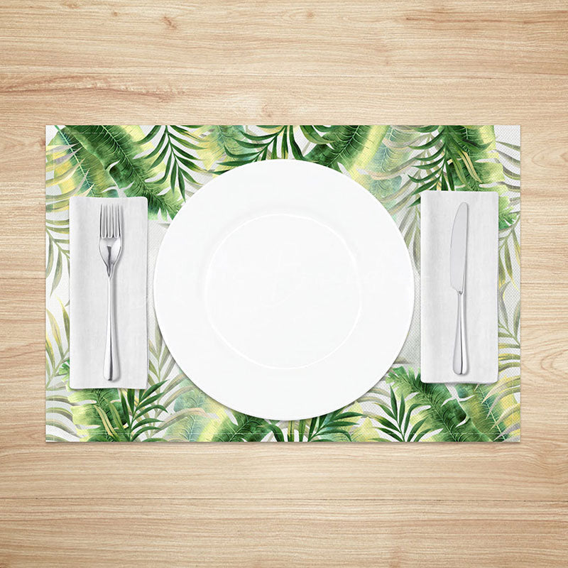 Lofaris Summer Botanical Placemats Set of 4 with Yellow and Green Plant Print for Cheerful Kitchen Decor