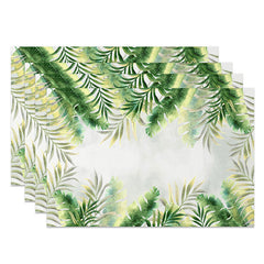 Lofaris Summer Botanical Placemats Set of 4 with Yellow and Green Plant Print for Cheerful Kitchen Decor