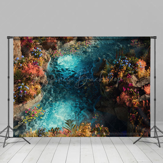 Lofaris Summer Clear Lake Rocks Natural Scenery Photo Backdrop