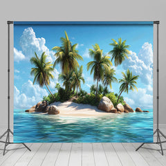 Lofaris Summer Coastal Scenery Sandy Beach Room Set Backdrop