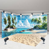 Lofaris Summer Coastal Scenery Sandy Beach Room Set Backdrop