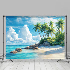 Lofaris Summer Coastal Scenery Sandy Beach Room Set Backdrop