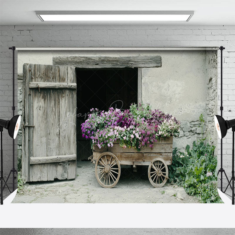 Lofaris Summer Country Cabin Bouquet Trolley Photo Backdrop