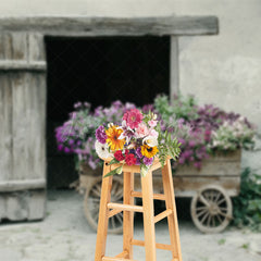 Lofaris Summer Country Cabin Bouquet Trolley Photo Backdrop